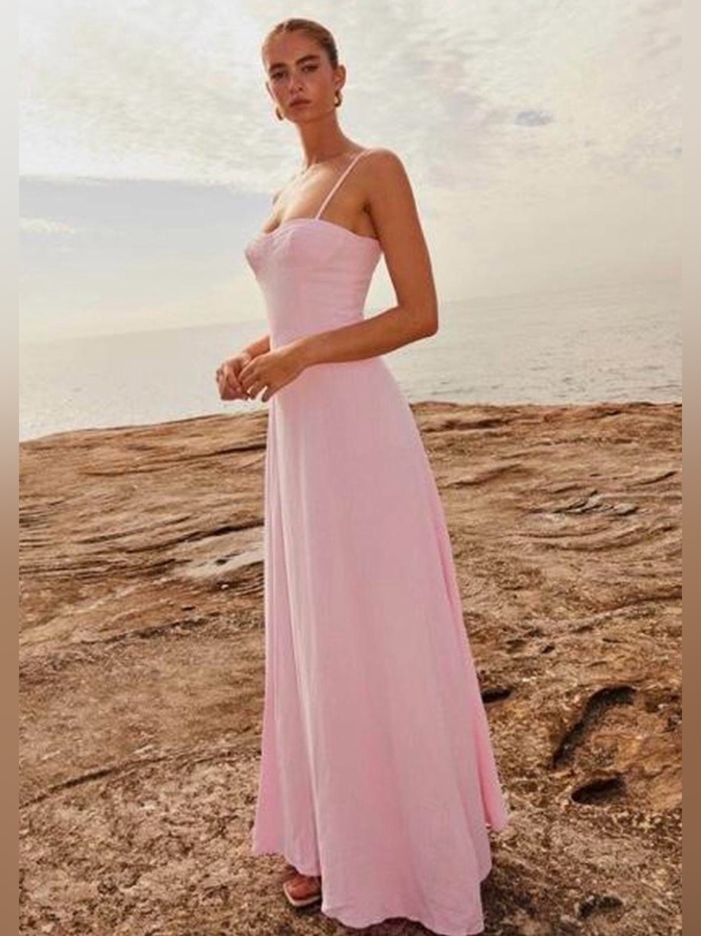 Peppermayo Blush Pink Spaghetti-Strap Maxi Dress